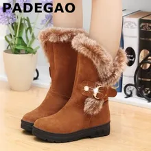 Сапоги Для женщин без застежки мягкие зимние сапоги круглый носок женская обувь на плоской подошве На зимнем меху ботильоны