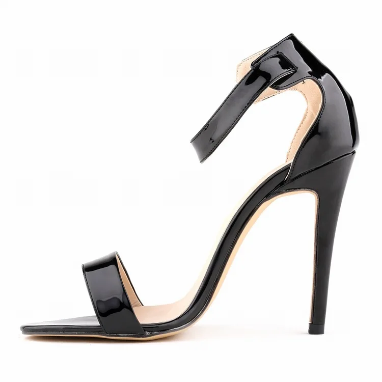 

2015 Fashion High Heel Summer Women Sandal Ankle Strap Buckle Strap Cover Heel Solid Casual Patent LeatherThin Solid Sandal