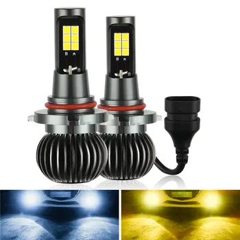 

kongyide Car Light 2Pcs LED Light 9005/9006 CSP Bulb Dual Color Kit For Fog Light Car White/Yellow 9600LM 40W 9V-32V Faro jy8