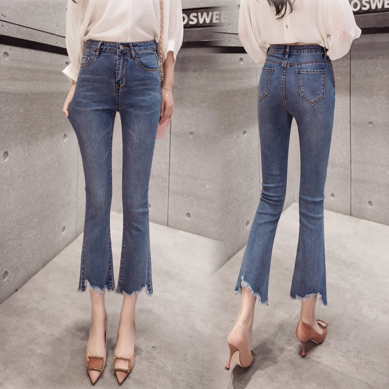 

pantalon femme plus size 2019 Fall winter Korean high waist flare pants fashion black Wild jeans sexy bell bottom pants wonmen