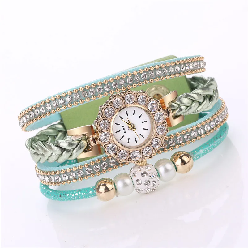 Women Watches Fashion casual Vintage Weave Wrap leather band Quartz Wrist Watch Bracelet For Ladies clock Montre femme J18 (18)