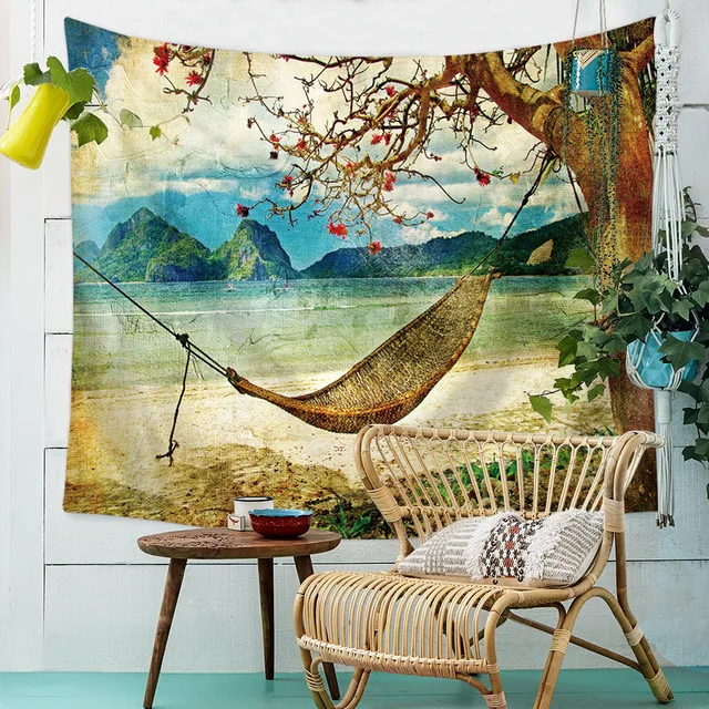Lannidaa Summer Beach View Tropical Plants Tapestry Wall Hanging Lannidaa Summer Beach View Tropical Plants Tapestry Wall Hanging Printed Beauty Home Decor Towel Throw