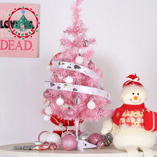 Inhoo 60cm Mini Pink Artificial Christmas Tree Decor Small Xmas Inhoo 60cm Mini Pink Artificial Christmas Tree Decor Small Xmas For Home Ornaments Desktop Decorations Wedding 2019