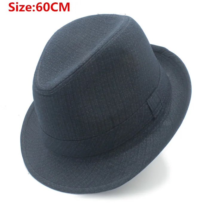4 размера 57 58 59 60 см Большой размер мужская летняя шляпа от солнца для джентльмена папа пляж Хомбург фетровая шляпа в стиле джаз шляпа отец подарок хорошая посылка - Цвет: Dark Blue 60CM
