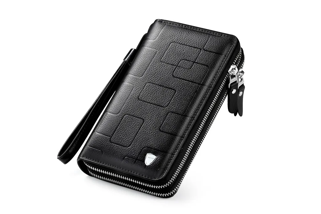 

Leather Handbag Men'S Solid Color Retro Business Double Zipper Packet Sac A Main Femme De Marque Luxe Cuir 2019 *
