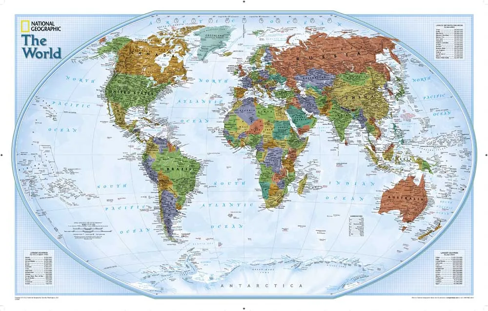national geographic world map printed canvas oil painting