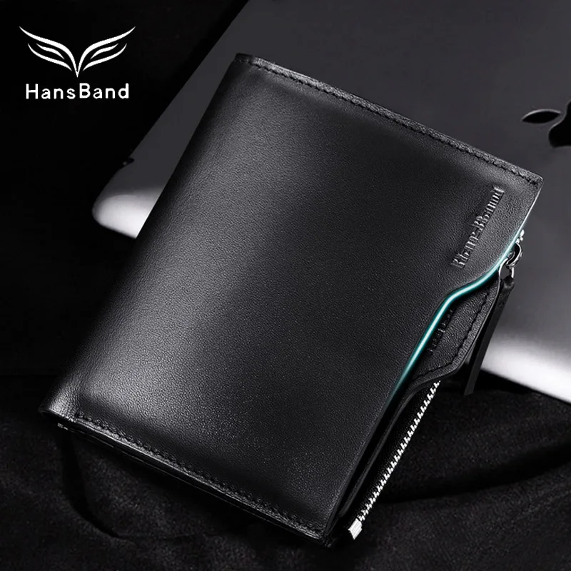 

HANSBAND 2017 New Wallet Short Men Wallets Genuine Leather Male Purse Card Holder Wallet Fashion Man Zipper Wallet Men Coin Bag