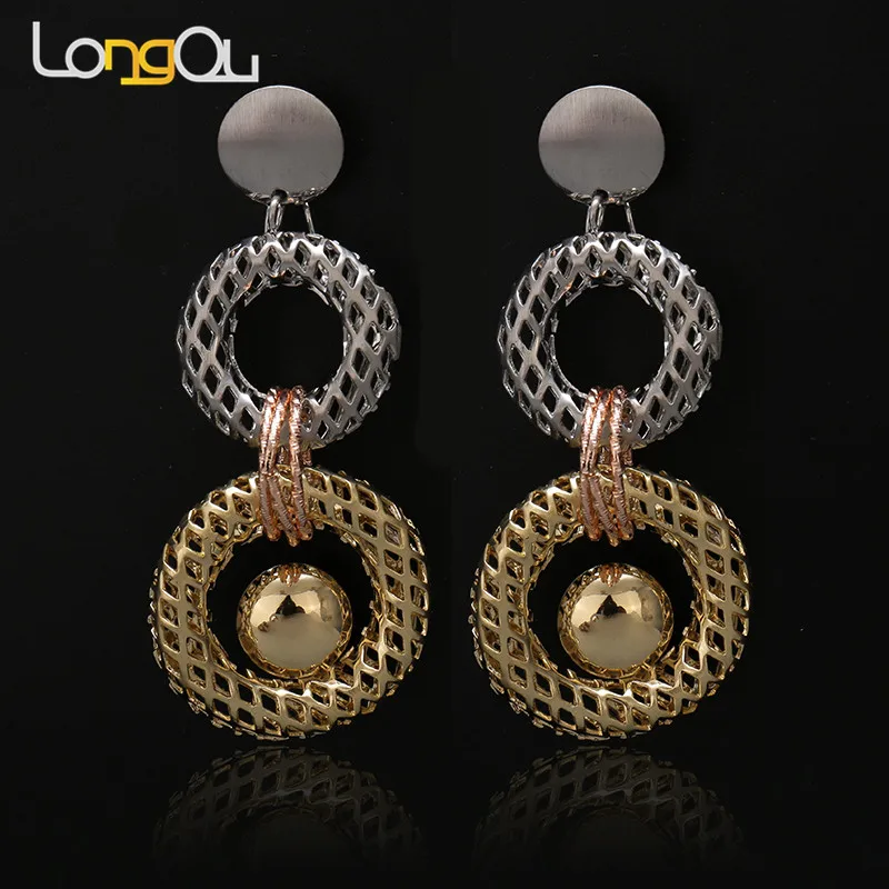 Queen Jewelry Metal Charms Earrings & Earbob With Elliptical swaying with immosed crystal Beads for Women | Украшения и