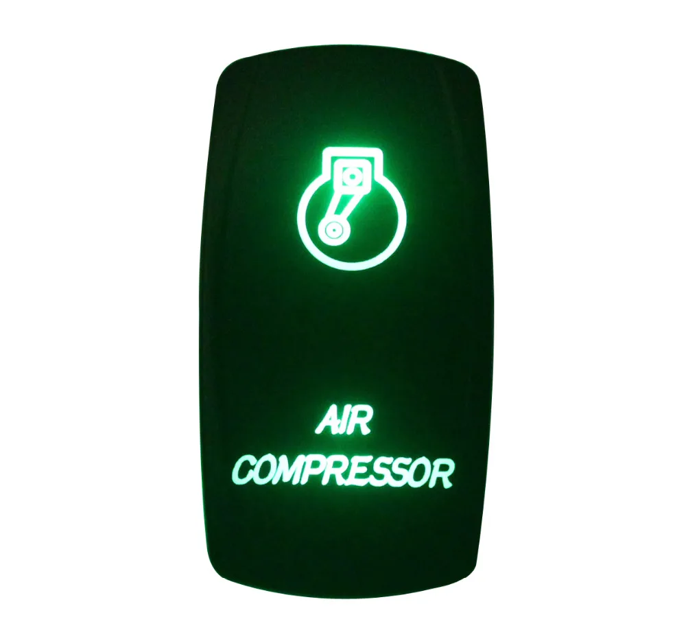 

DC 12V 24V AIR COMPRESSOR Rocker Switch GREEN Led lamp 5 Pin ON/OFF SPST Waterproof IP66