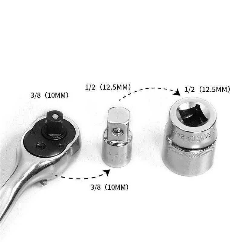 1 шт. трещотка гаечный ключ гнездо конвертер головка рукав адаптер 1/2 большой Fly To 3/8 Fly To 1/4 сталь 12,5 мм