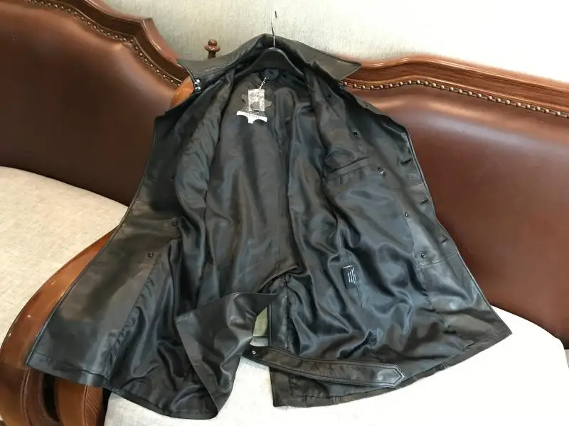Discount So tender!Only 37 pieces!Exported to Japan!Italy without coating lamb skin leather leather male long windbreaker 17