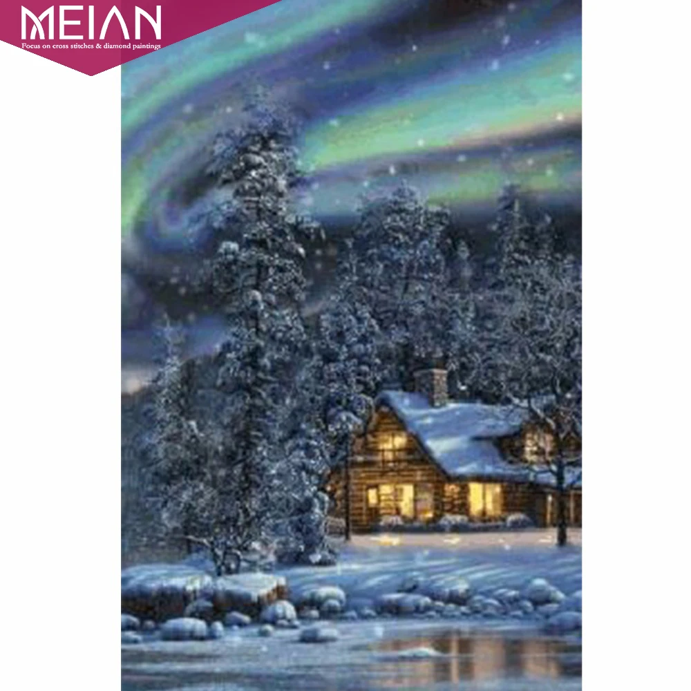 Meian Snow House Rurora 5d Алмазная мозаика ручная работа алмазная вышивка крестом стразы