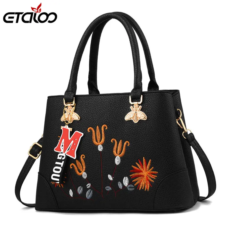 

Women Vintage Handbag Casual Tote Luxury Quality Lady Shoulder Bag Crossbody Bags Female Flower Embroidery Handbags
