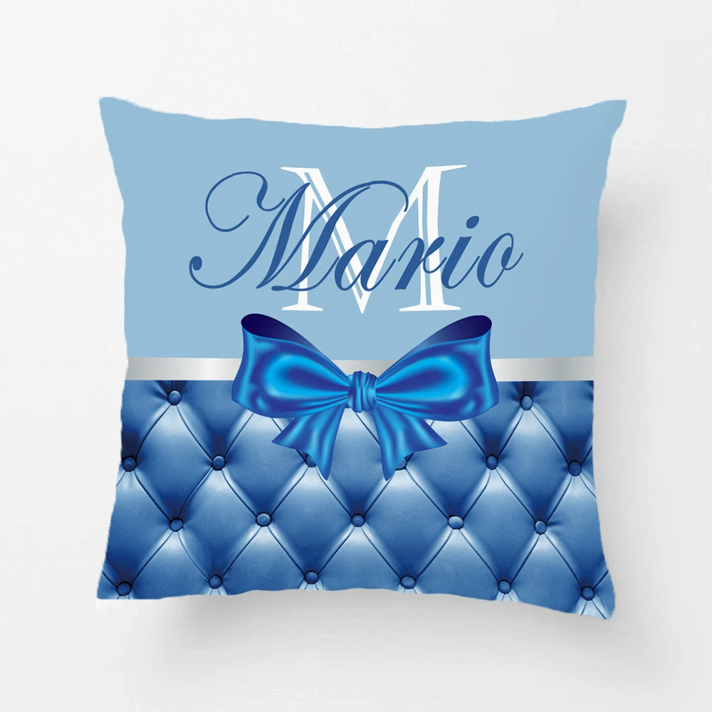 Пользовательское имя Подушка Чехол Декоративная Наволочка на подушку для персонализированный подарок для Спальня Синий Подушка Чехол