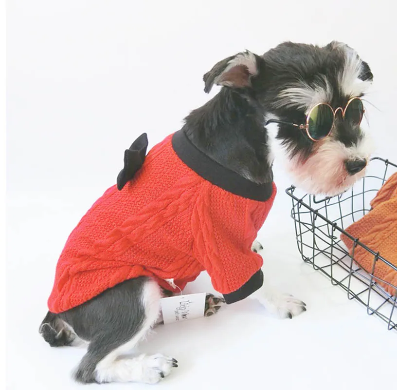 HSWLL Pet осень-зима law лук вязаный свитер маленькая и средняя собака свитер Шнауцер Французский бульдог - Цвет: Red