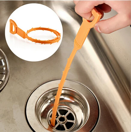 

Drainage Pipe Sewer Clean Hook Pipeline Dredge Device Kitchen Toilet Orange 51cm Plastic Strip Tube Tools Hair StoppersYH-459634
