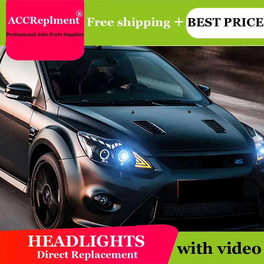 Автомобильный Стайлинг для 2009 Ford Focus2 светодиодный налобный фонарь фокус фары DRL Объектив двойной луч H7 Ксеноновые Биксеноновые линзы