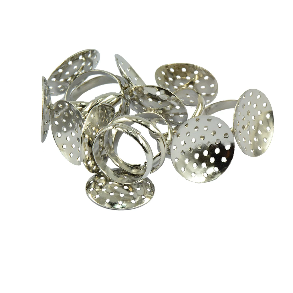 10Pieces Silver Color Plated Adjustable Ring Blanks sieve Base 20 mm Findings | Украшения и аксессуары