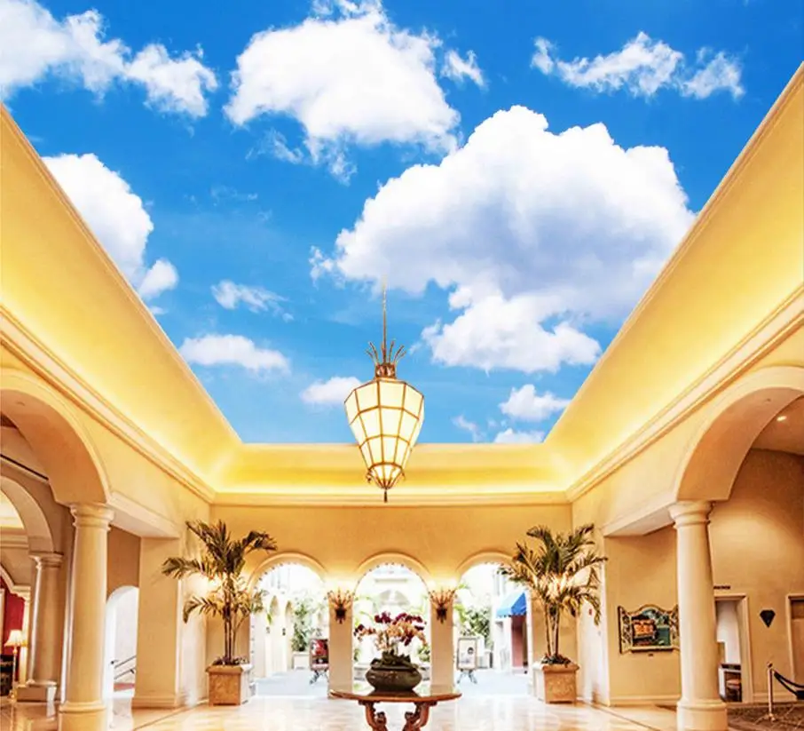 

Mural 3d wallpaper Blue sky and cloud ceiling living room Home Decoration Non woven wallpaper Backdrop wallpaper