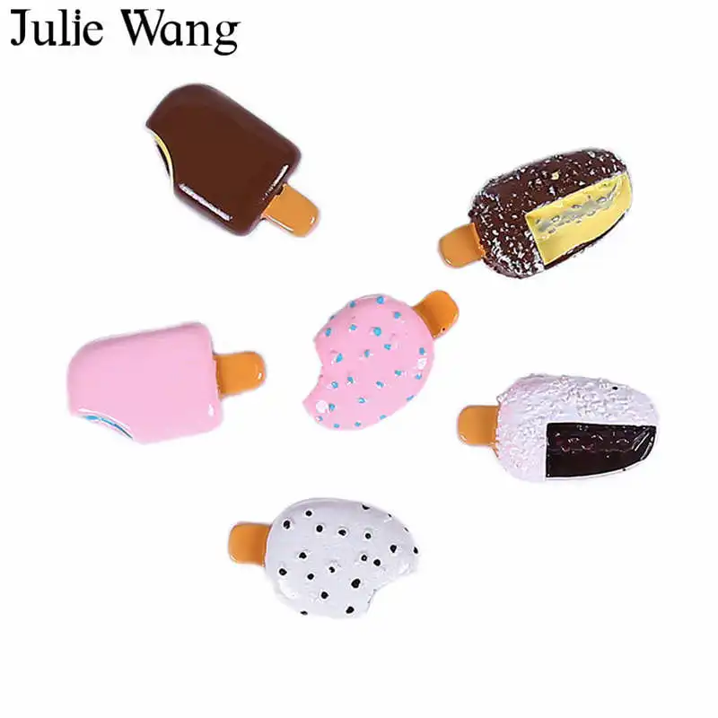 

Julie Wang 20PCS Resin Mixed Ice Cream Popsicle Charms Artificial Food Slime Pendants Jewelry Making Accessory Table Decor Props