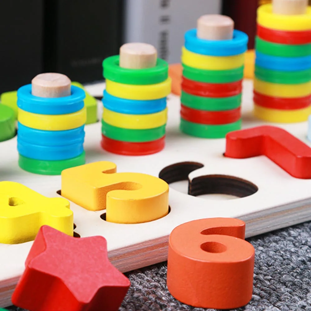 Деревянный пазл для детей Красочные Номера материалы montessori учиться считать соответствие цифрового Форма матч ранее обучение Математические Игрушки