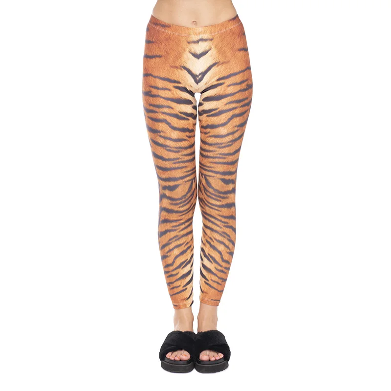 New Arrival Hot Sales High Waist Cozy Leggings Tiger Fur Digital Printing Pants Trousers Slim Skinny Sportswear | Женская одежда