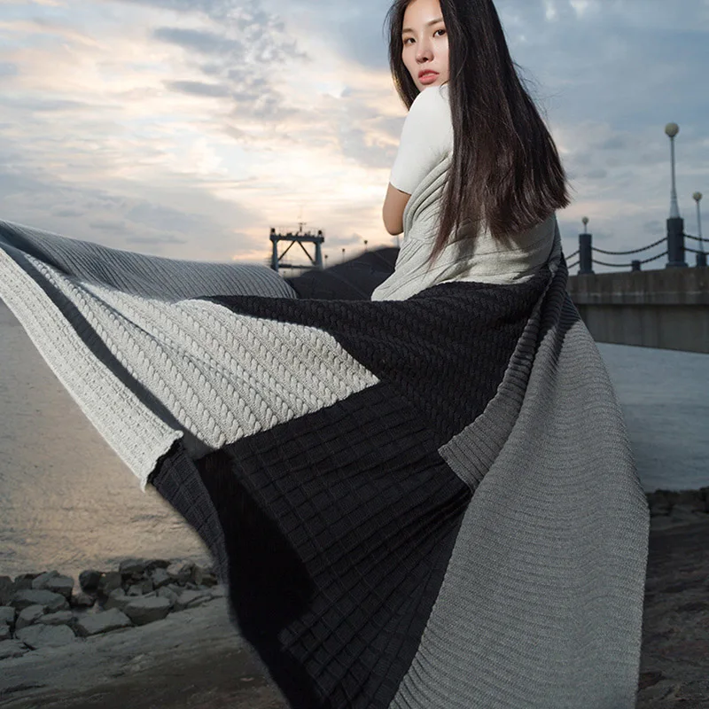 

Textile cotton knit creative stitching blanket New photography blanket wool blanket sofa towel