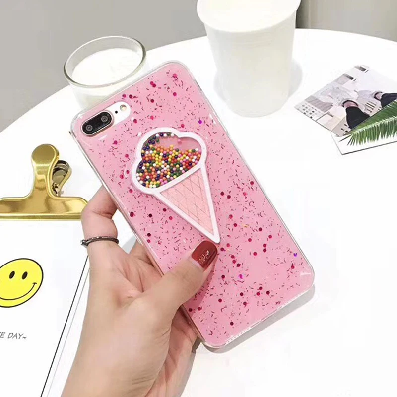 3D Dynamic Ice Cream Phone Case For iphone X Case Fashion Glitter Bling Back Cover Lovely Cartoon Cases For iphone X 10 Capa (18)