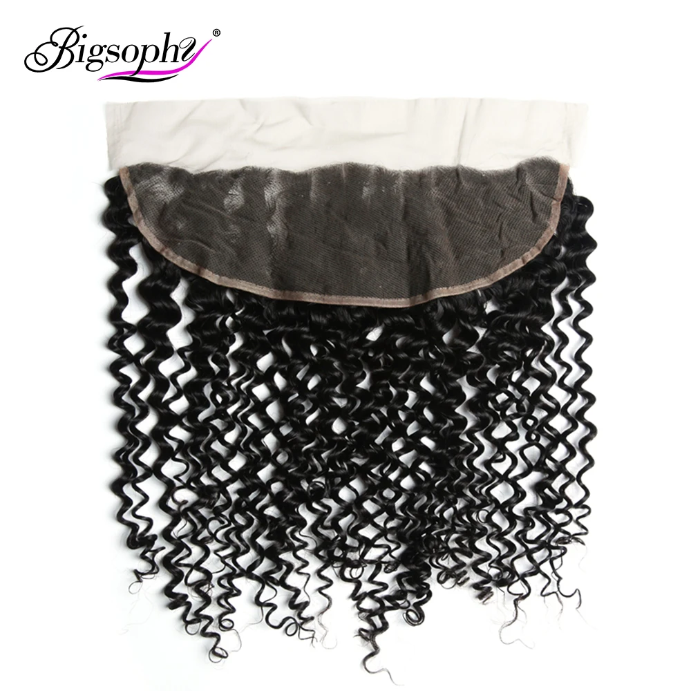 

Bigsophy Mongolian Kinky Curly Closure 13X4 Human Hair Ear To Ear Lace Frontal Closure Human Remy Hair 8 -20 Inch Natural Color