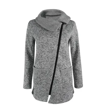 

Women Hooded Long Sleeve Full Diagonal zipper Up Hoodie Sweatshirt Jacket with Pocket