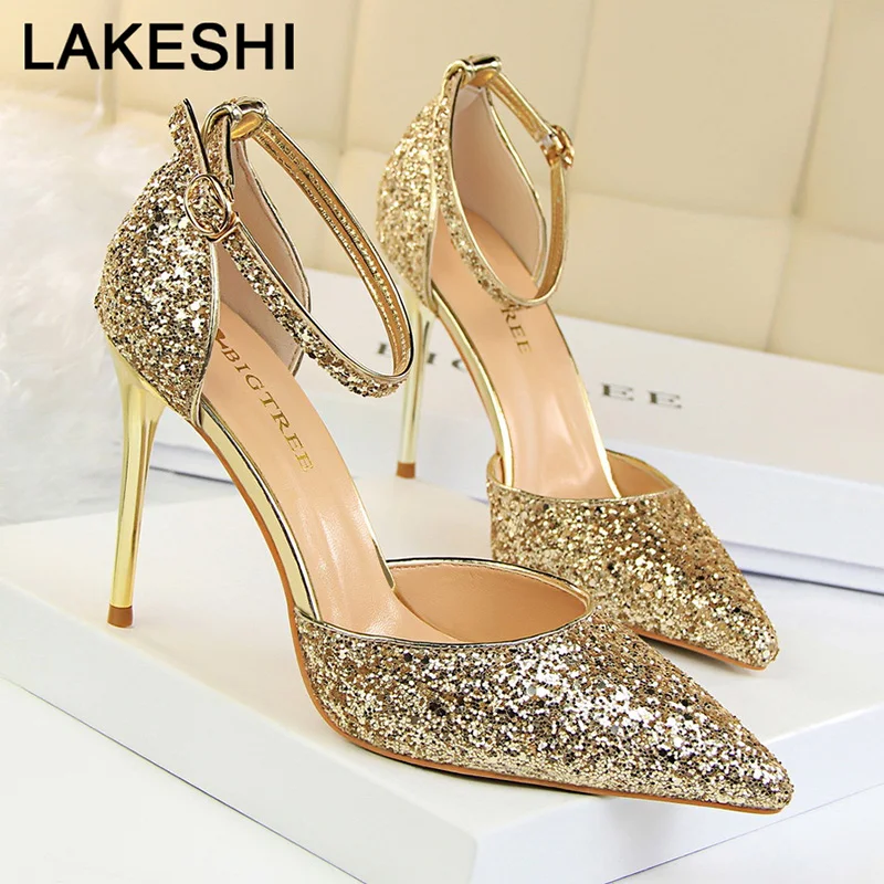 Femme Or Talons Chaussures blanc rouge De Sangle rosegold Mariée Femmes bleu Haute or Noir Bling Sandales Pompes Bigtree argent Boucle lightgray E7qwSEnF48