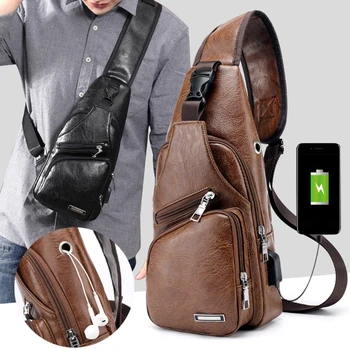

Multifunction Women Uniusex Fashion Crossbody Single Shoulder Bag USB Port Large Capacity Casual Chest Mssenger Bag High Quality