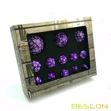 Bescon полный многогранный набор костей для ролевых игр 13 шт. D3-D100, 100 сторон Набор кубиков сплошной фиолетовый