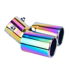 DSYCAR Universal Car Modification Grilled blue Stainless Steel 1 to 2 Dual Pipe Exhaust Pipe Muffler tip cover Car styling