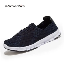 Plardin/Новые летние мужские Разноцветные мягкие сандалии на плоской подошве для отдыха на шнуровке мужская обувь дышащая тканая Мужская обувь с узкими лентами