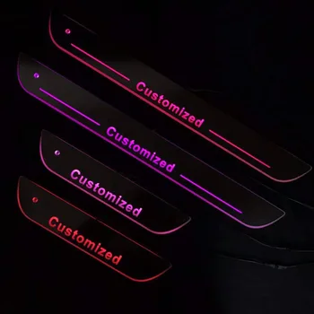 

RQXR led moving door scuff for Porsche dynamic door sill plate flat lining overlays flowing light multi colors