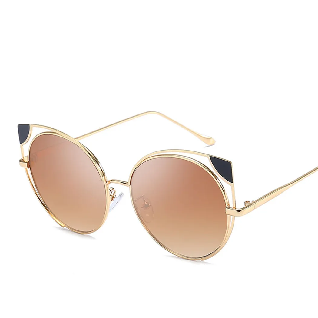 Для женщин Мода кошачий глаз солнцезащитные очки для пикантные полый металлический рамки защита от солнца очки винтажная, брендовая, дизайнерская градиент тенты унисекс
