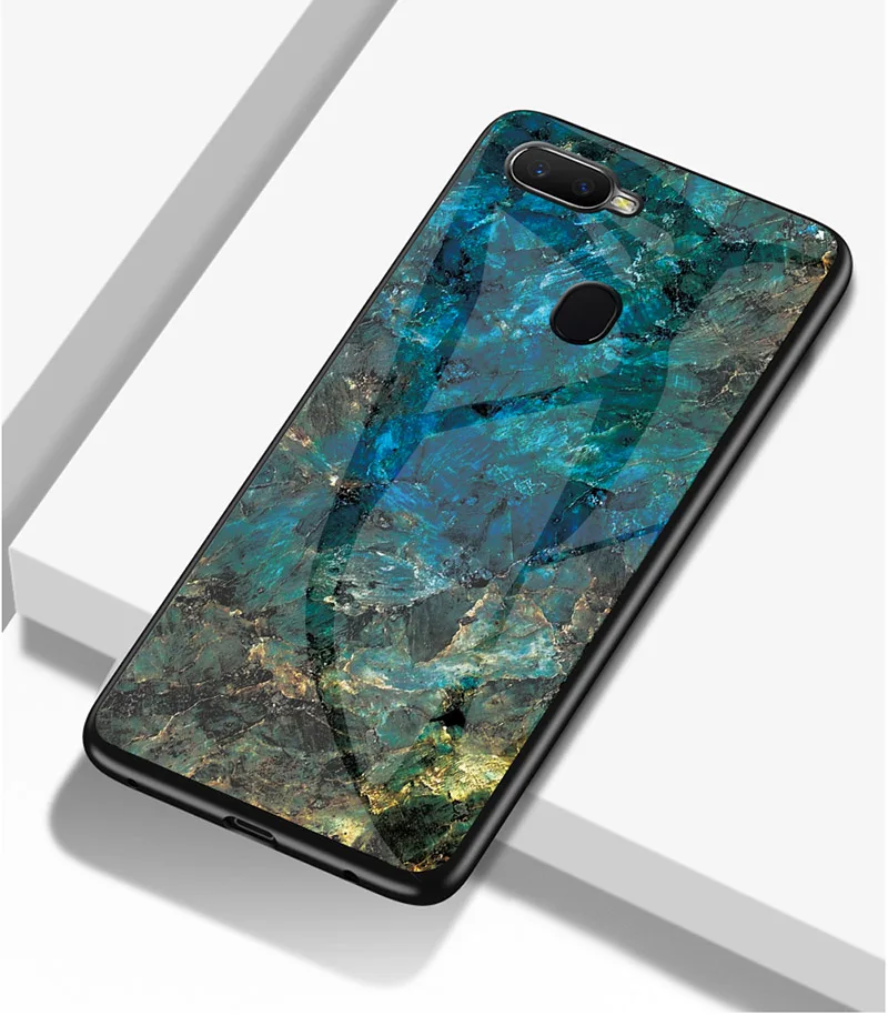 

Leanonus Marble Glass Phone Case For OPPO F9 Case Glossy Tempered Glass Soft TPU Bumper Case For OPPO F9 F 9 Fundas