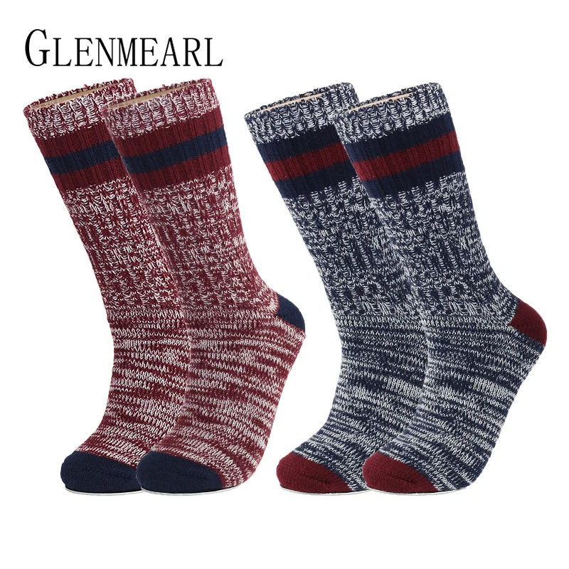 

Merino Wool Men Socks Thick Reinforced Heels&Toes Striped Fall Winter Warm Hosiery Compression Coolmax Brand Male Boot Socks