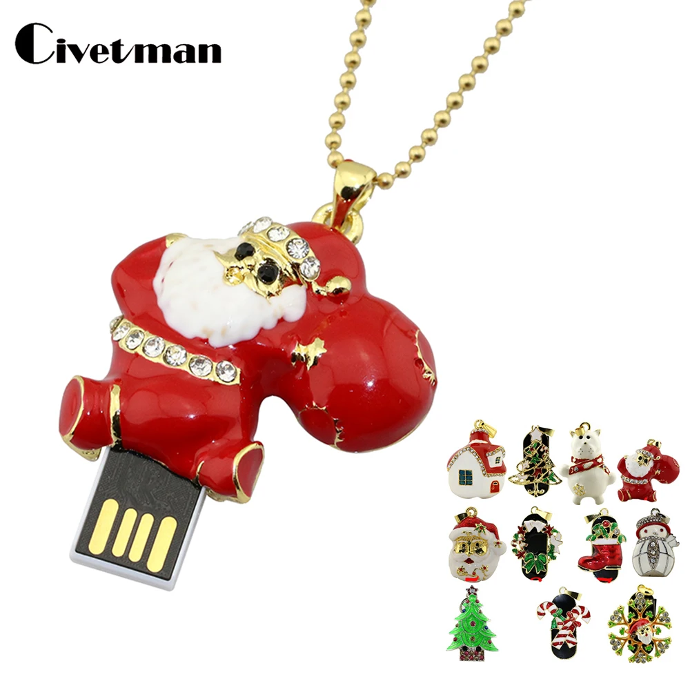 Christmas Gift USB Flash Drive 4GB 8GB 16GB 32GB Santa Claus/house/tree