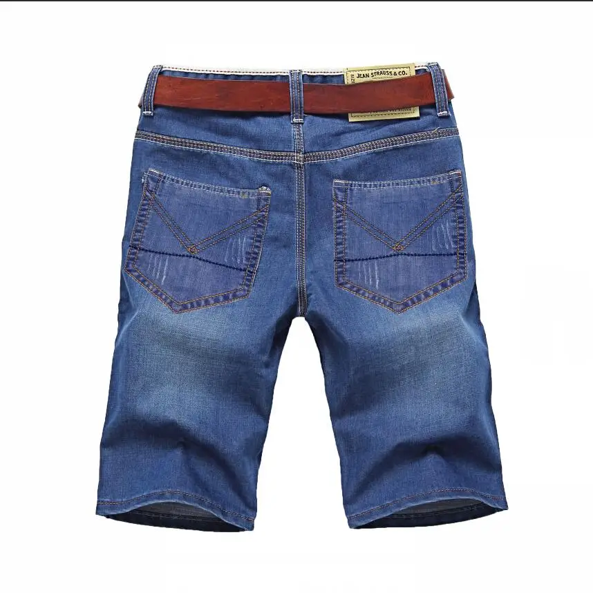 Классические мужские джинсовые шорты, хорошее качество, короткие джинсы, мужские хлопковые однотонные прямые короткие джинсы, мужские синие повседневные короткие джинсы