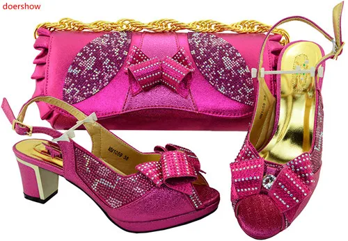 

doershow Italian Matching Shoe and Bag Set African Party Shoe and Bag Set for Nigeria Wedding Shoes Ladies Shoes and Bag HVP1-22