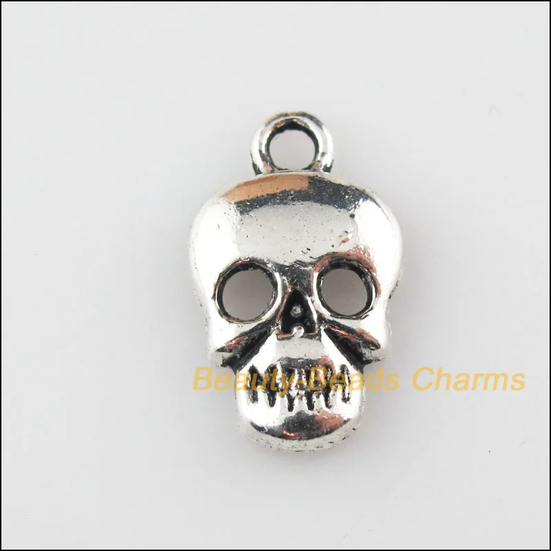 

New 20Pcs Tibetan Silver Tone Halloween Skull Charms Pendants 9.5x16.5mm