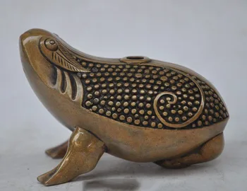 

Crafts statue chinese buddhism temple joss bronze animal Frog statue Incense Burner Censer halloween
