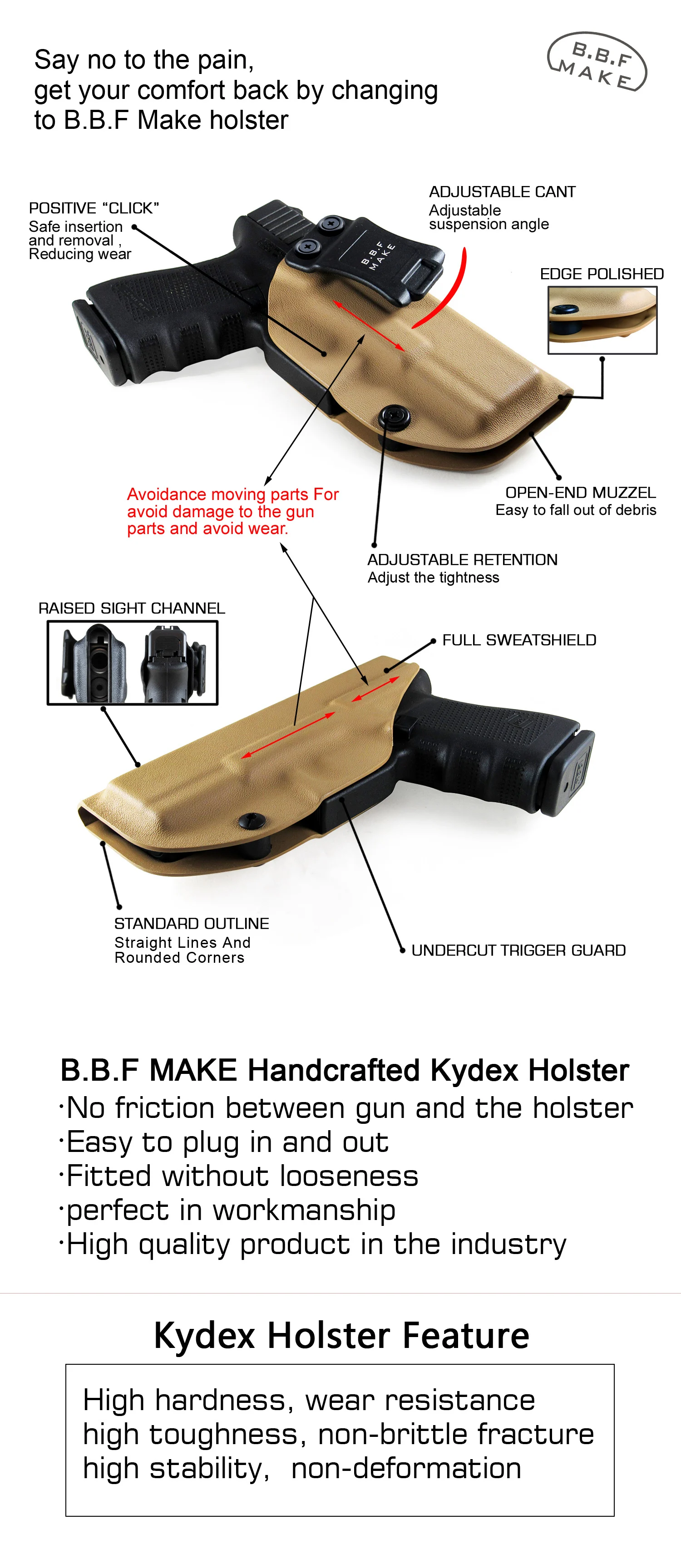 B.B.F Make IWB KYDEX кобура на заказ подходит: Ruger LC9 S Пистолет Чехол внутри скрытый пояс для переноски пистолетный мешочек с зажимом для ремня