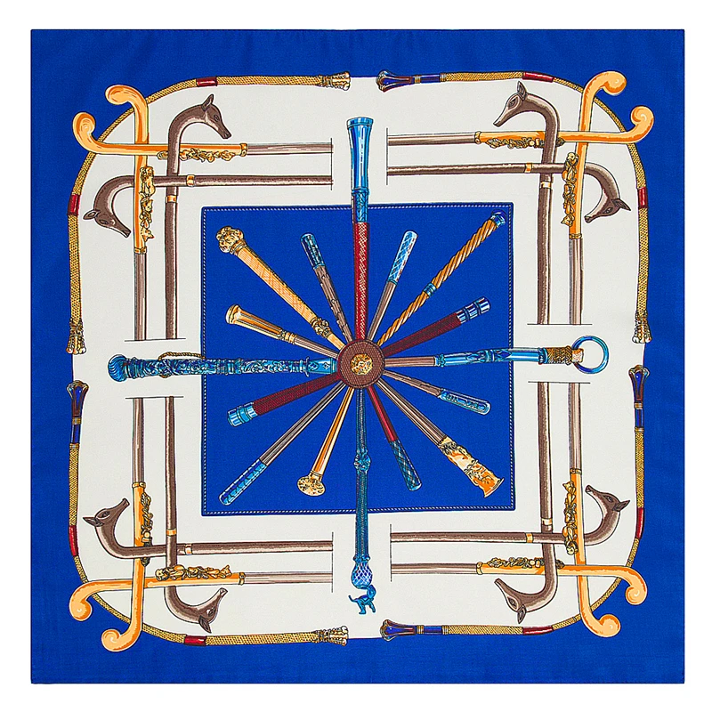 

[POBING]100% Silk Scarf Women Square Sapin Chain Neckerchief High Quality Foulard Samll Bandana Office Lady Silk Scarves 60*60cm