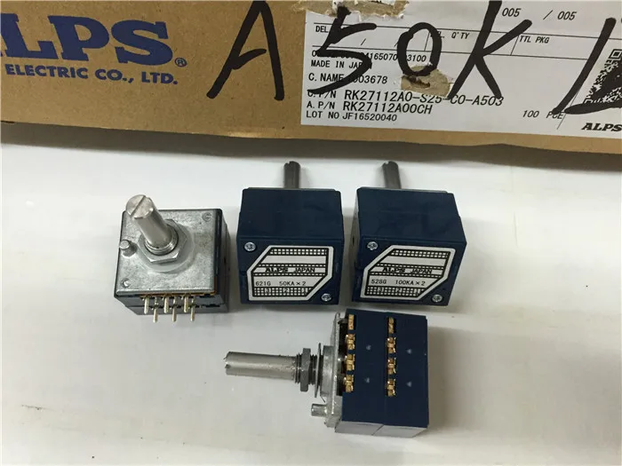 

Japan ALPS RK27 double volume potentiometer A50K A100K round handle 6 foot