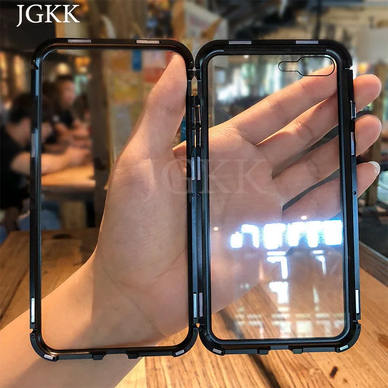 JGKK Магнитная чехол для iPhone XR XS MAX X 8 плюс 7 металлический бампер закаленное Стекло