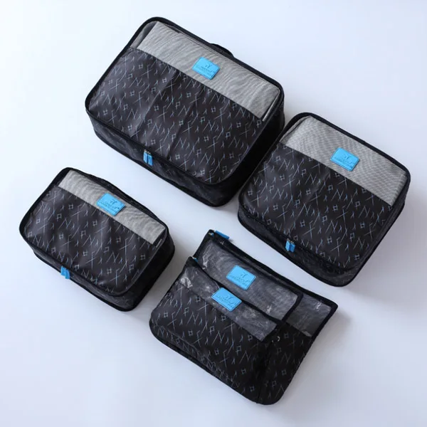 Blue 6pcs Bags Модные наборы сумок для путешествий, косметическая обувь для макияжа, сумка для паспорта, одежда, нижнее белье, чемодан, органайзер для хранения, аксессуары для багажа - Цвет: Blue 6pcs Bags