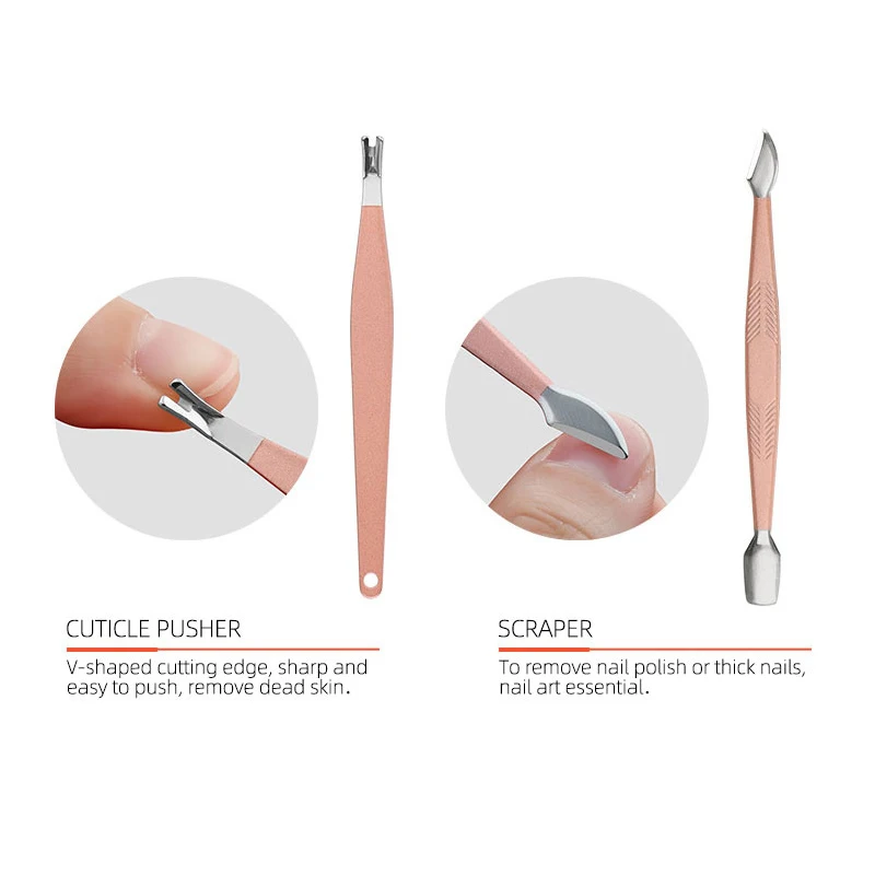 16 шт./компл. розовое золото маникюрные инструменты для ногтей из нержавеющей стали инструмент для чистки ушей кутикулы толкатель пинцет для бровей ножницы пинцет скребок